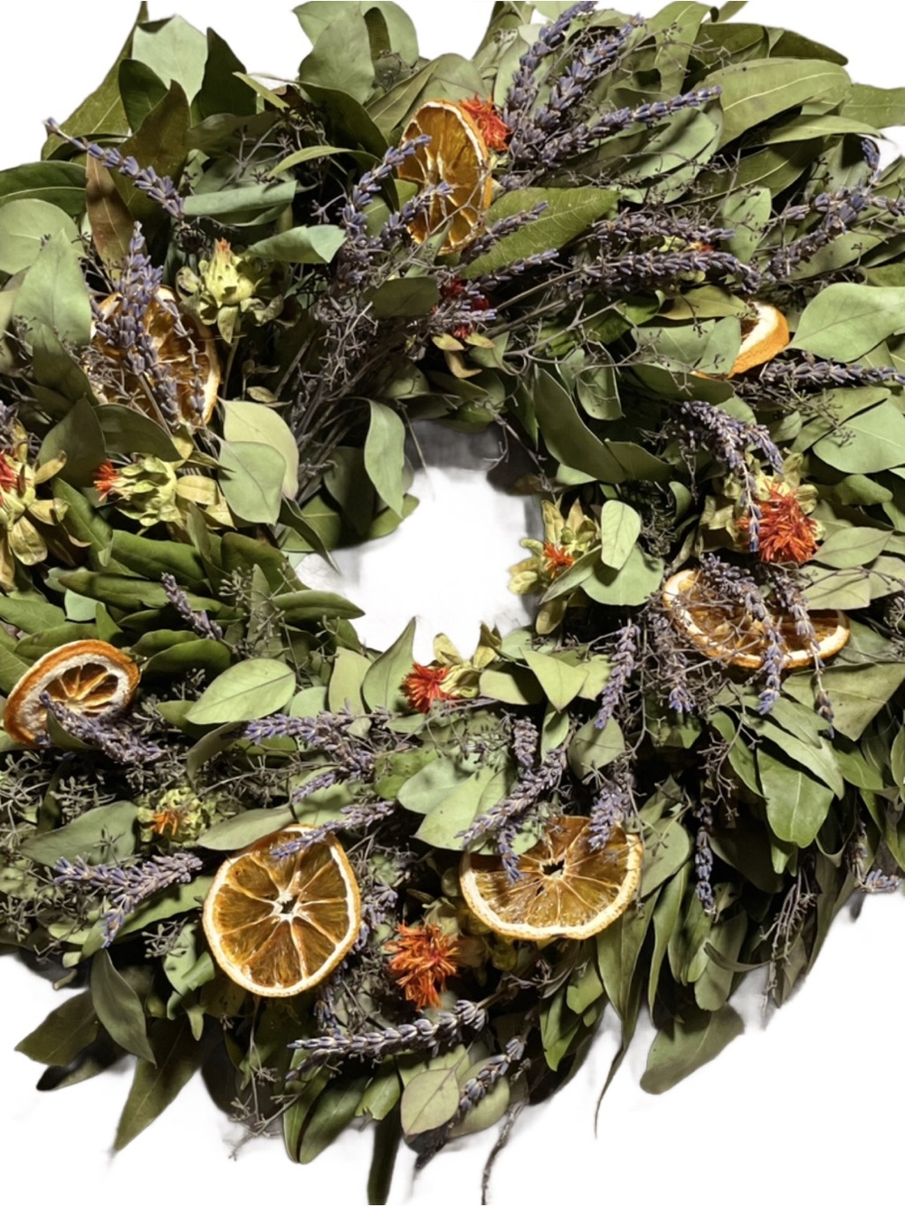 Handcrafted Eucalyptus, Lavender & Dried Citrus Wreath - 18” - Picture 5 of 11